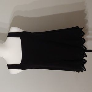 LOFT Outlet black square neck embroidered hem camisole top